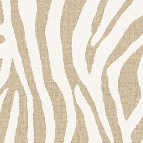 Faux linen textured boho, maximalist, abstract zebra stripes // parchment beige
