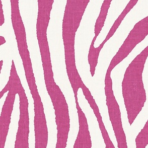 Faux linen textured boho, maximalist, abstract zebra stripes // phlox pink