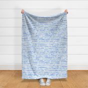 398 - Large scale blue watercolour organic wonky paint stroke marks for monochromatic  cobalt mid blue décor, kids clothes, patchwork, quilting, nursery wallpaper, curtains and cot sheets.