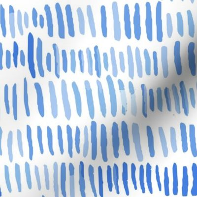 398 - Large scale blue watercolour organic wonky paint stroke marks for monochromatic  cobalt mid blue décor, kids clothes, patchwork, quilting, nursery wallpaper, curtains and cot sheets.