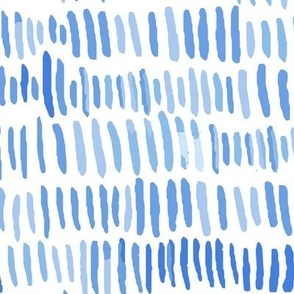 398 - Large scale blue watercolour organic wonky paint stroke marks for monochromatic  cobalt mid blue décor, kids clothes, patchwork, quilting, nursery wallpaper, curtains and cot sheets.