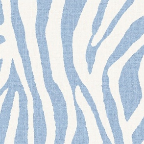 Faux linen textured boho, maximalist, abstract zebra stripes // baby blue