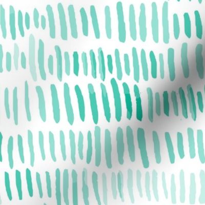 398 - Large scale watercolour organic wonky paint stroke marks for monochromatic  viridian green décor, kids clothes, patchwork, quilting, nursery wallpaper, curtains and cot sheets.