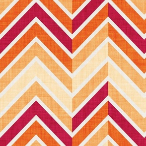 Large jumbo scale // Groovy chevron waves //  orange and red 70s inspirational classic geometric retro zigzag color blocks wallpaper bedding vintage sportswear