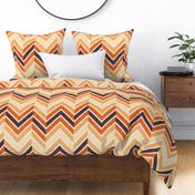 Large jumbo scale // Groovy chevron waves //  orange and brown 70s inspirational classic geometric retro zigzag color blocks wallpaper bedding vintage sportswear