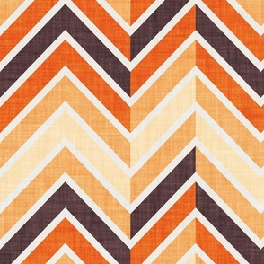 Large jumbo scale // Groovy chevron waves //  orange and brown 70s inspirational classic geometric retro zigzag color blocks wallpaper bedding vintage sportswear