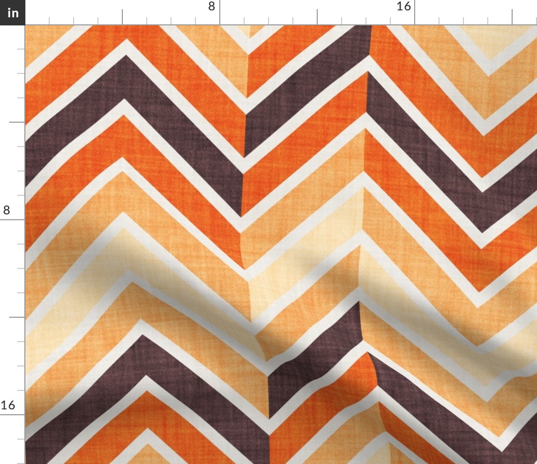 Large jumbo scale // Groovy chevron waves //  orange and brown 70s inspirational classic geometric retro zigzag color blocks wallpaper bedding vintage sportswear