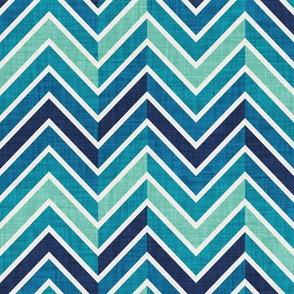 Normal scale // Groovy chevron waves //  blue 70s inspirational classic geometric retro zigzag color blocks bedding vintage sportswear