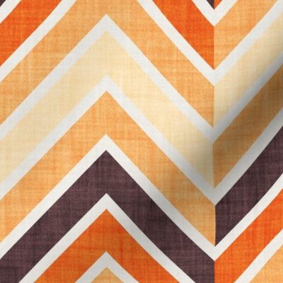 Normal scale // Groovy chevron waves //  orange and brown 70s inspirational classic geometric retro zigzag color blocks bedding vintage sportswear