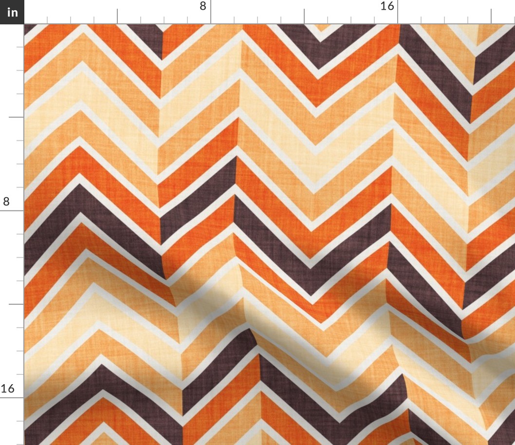 Normal scale // Groovy chevron waves //  orange and brown 70s inspirational classic geometric retro zigzag color blocks bedding vintage sportswear