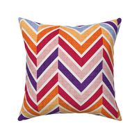 Normal scale // Groovy chevron waves //  red orange pink and purple 70s inspirational classic geometric retro zigzag color blocks bedding vintage sportswear