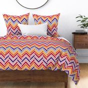 Normal scale // Groovy chevron waves //  red orange pink and purple 70s inspirational classic geometric retro zigzag color blocks bedding vintage sportswear