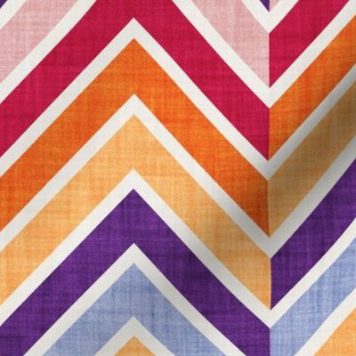 Normal scale // Groovy chevron waves //  red orange pink and purple 70s inspirational classic geometric retro zigzag color blocks bedding vintage sportswear