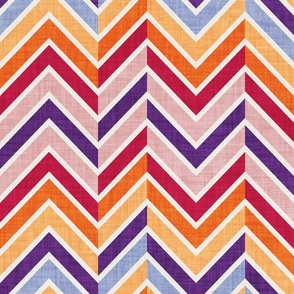 Normal scale // Groovy chevron waves //  red orange pink and purple 70s inspirational classic geometric retro zigzag color blocks bedding vintage sportswear