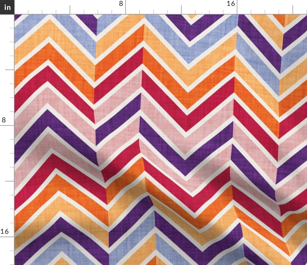 Normal scale // Groovy chevron waves //  red orange pink and purple 70s inspirational classic geometric retro zigzag color blocks bedding vintage sportswear