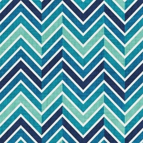 Small scale // Groovy chevron waves //  blue 70s inspirational classic geometric retro zigzag color blocks vintage sportswear