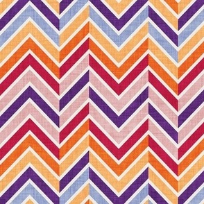 Small scale // Groovy chevron waves //  red orange pink and purple 70s inspirational classic geometric retro zigzag color blocks vintage sportswear