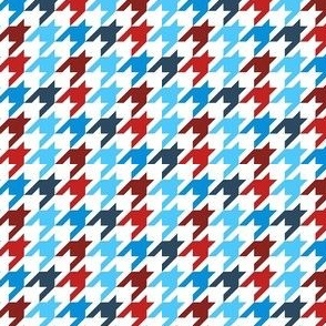 Small Scale Patriotic Houndstooth Red White and Blue