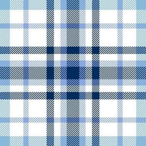 6" Plaid in blue, white and navy