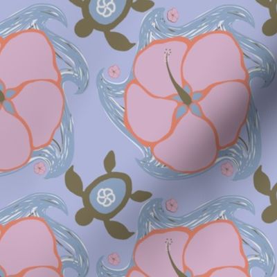Hibiscus, Wave & Turtle Teatowel Rotation - Pantone Intangible Palette
