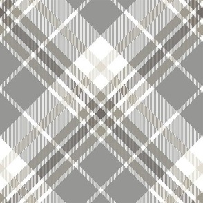 Plaid in grey, beige and white - diagonal