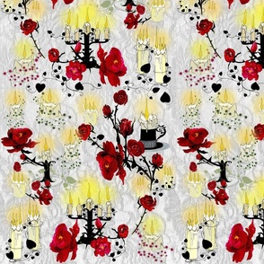 whimisgothic-wallpaper-candles-red-roses-yellow-red-black-on-grey-white-lace-background