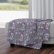 Purple Romantic Floral Print - smaller scale