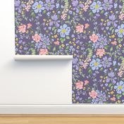 Purple Romantic Floral Print - smaller scale