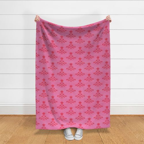 Tulip PRINT FAUX Grasscloth in VALENTINE PINK AND RED 