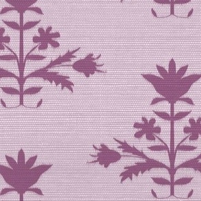 Tulip PRINT FAUX Grasscloth in IRIS AND PLUM 