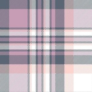 Plaid in dusty pink, pale coral, grey and white