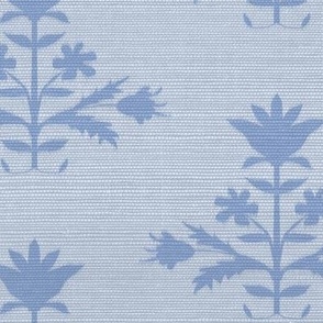 Tulip PRINT FAUX Grasscloth in SOFT BLUE AND CORNFLOWER