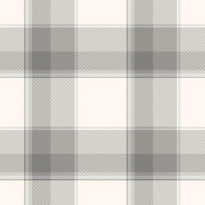 18" Plaid in pastel beige, grey and taupe