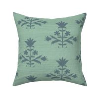 Tulip PRINT FAUX Grasscloth SOUTHFIELD GREEN AND BLUE