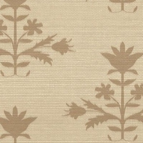 Tulip PRINT FAUX Grasscloth in SHELBURN BUFF AND SOFT BROWN 