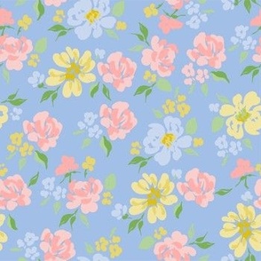 Florals on Pastel Blue