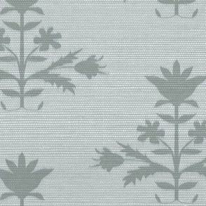 Tulip PRINT FAUX Grasscloth in BOOTHBAY AND DUXBURY GRAY 