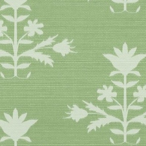 Tulip PRINT FAUX Grasscloth in FRESH GREEN