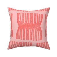 Block Print Pink on PInk Coral stripe 