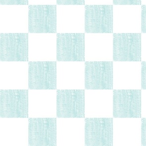 Checkerboard Watercolor Squares Blocks  in Sea Glass and White