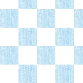 Square Watercolor Blocks Checkerboard  in  Ocean Blue