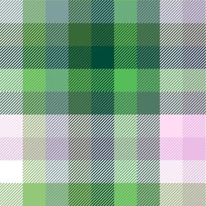 Plaid in green and pink