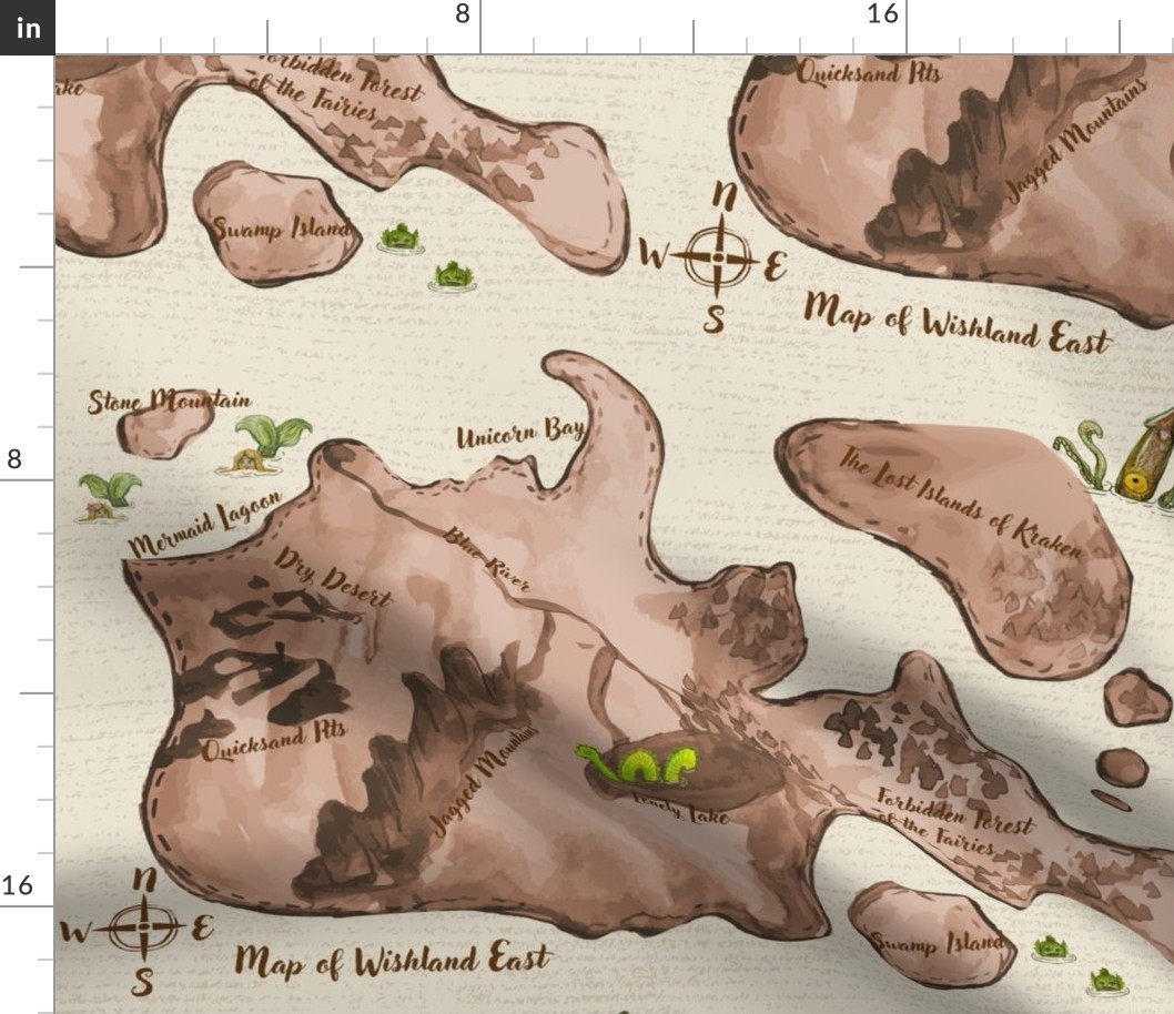 Fantasy Map  with Cryptids and Mythical Creatures-