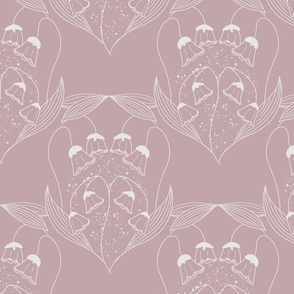 Lilly of the Valley on a vintage pink or old rose background