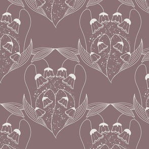 Lilly of the valley on a  burgundy background