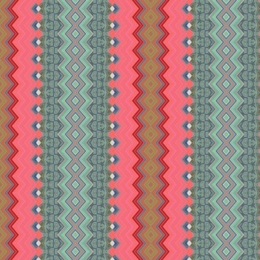 coral green Boho stripes 