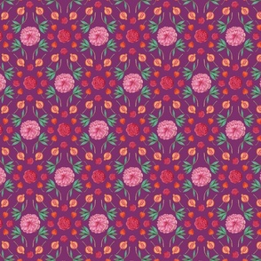 Pomegranate and Roses-violet-Medium
