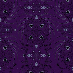 Gothic design, "Macabre heart" in purple and pinks