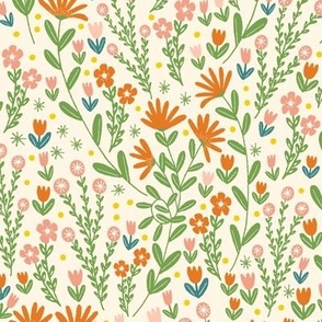 Spring Wildflowers | MED Scale | Ivory, Orange, Pink, Green