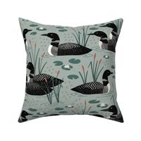 Loons on the Lake - Lake Life Collection (Seafoam Green) (Medium)